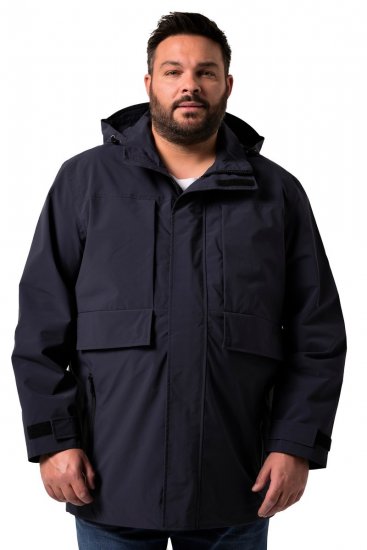 Men+ 215 Kurtka przeciwdeszczowa z kapturem Granatowa - Kurtki Męskie Duże Rozmiary - Kurtki Duże rozmiary 2XL-8XL