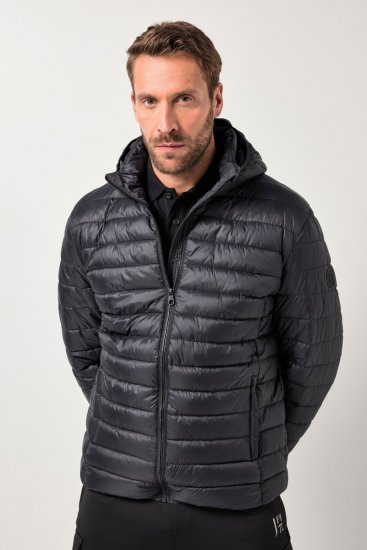 JAY-PI Lightly Quilted Jacket with a Hoodie Black - Kurtki Męskie Duże Rozmiary - Kurtki Duże rozmiary 2XL-8XL