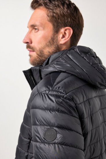 JAY-PI Lightly Quilted Jacket with a Hoodie Black - Kurtki Męskie Duże Rozmiary - Kurtki Duże rozmiary 2XL-8XL