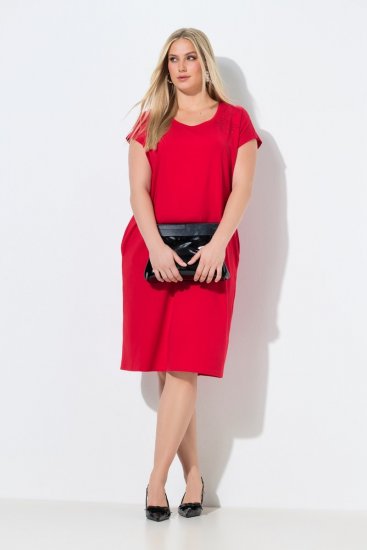 Ulla Popken 839896 Sukienka z dżerseju z dżetami Różowa - Sukienki wieczorowe - Wieczorowe sukienki plus size