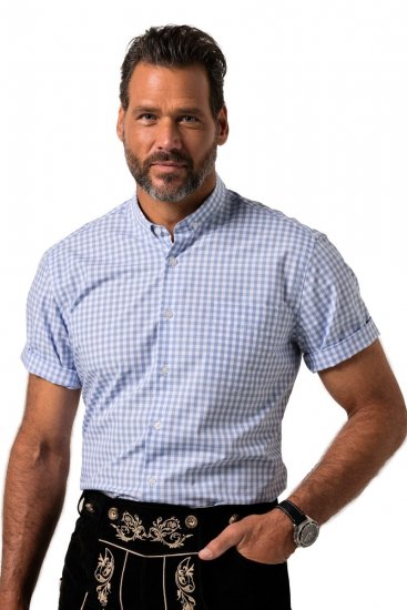 JP1880 Shirt Traditional Short Sleeve Checked Light Blue - Koszule - Koszule 2XL-10XL