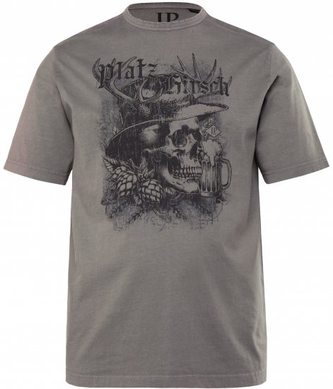 JP1880 Beer King Design Vintage Looking T-Shirt Gray - Koszulki - T-shirty meskie Duże Rozmiary - 2XL-14XL
