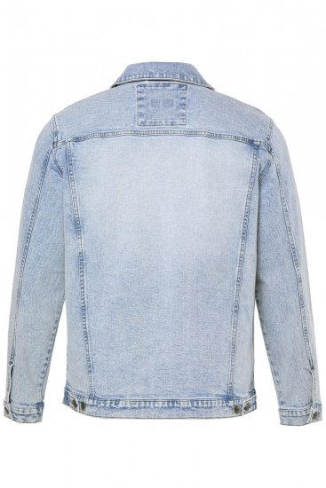 Men+ 394 Kurtka jeansowa z kieszeniami na piersi Jasnoniebieski - Kurtki Męskie Duże Rozmiary - Kurtki Duże rozmiary 2XL-8XL