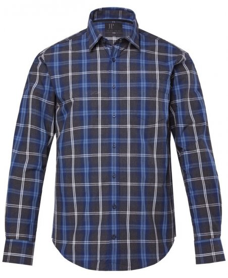 JP1880 Checked Shirt Long Sleeve Kent Collar Anthracite - Koszule - Koszule 2XL-10XL