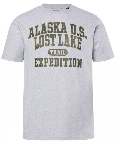 JP1880 T-shirt Short Sleeve Chest Print Grey Melange - Koszulki - T-shirty meskie Duże Rozmiary - 2XL-14XL
