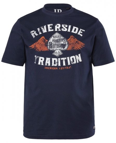 JP1880 T-Shirt Short Sleeve Chest Print Navy - Koszulki - T-shirty meskie Duże Rozmiary - 2XL-14XL