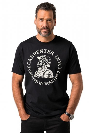 JP1880 T-Shirt Chest Print Bone Force Black - Koszulki - T-shirty meskie Duże Rozmiary - 2XL-14XL