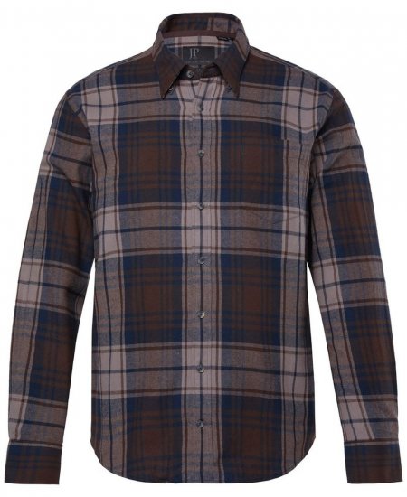 JP1880 Shirt Flannel Long Sleeve Dark Brown - Koszule - Koszule 2XL-10XL