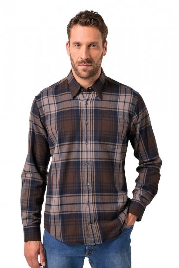 JP1880 Shirt Flannel Long Sleeve Dark Brown - Koszule - Koszule 2XL-10XL