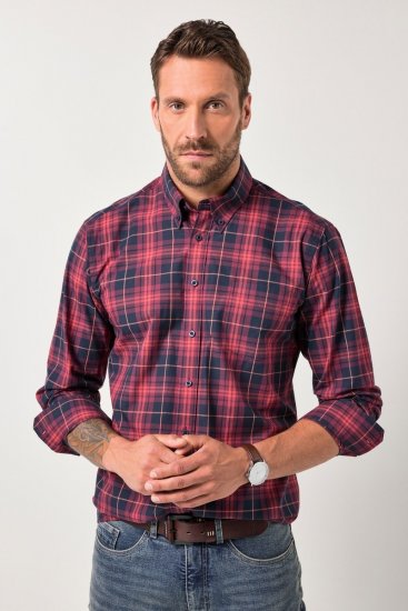 JP1880 Checked Shirt Long Sleeve Red - Koszule - Koszule 2XL-10XL