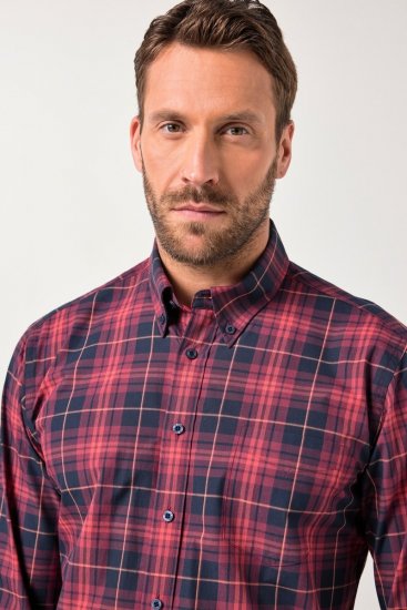 JP1880 Checked Shirt Long Sleeve Red - Koszule - Koszule 2XL-10XL