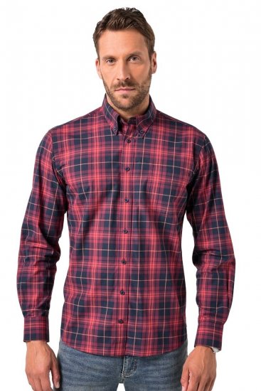 JP1880 Checked Shirt Long Sleeve Red - Koszule - Koszule 2XL-10XL
