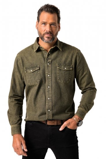 JP1880 Denim Shirt Long Sleeve Olive Green - Koszule - Koszule 2XL-10XL