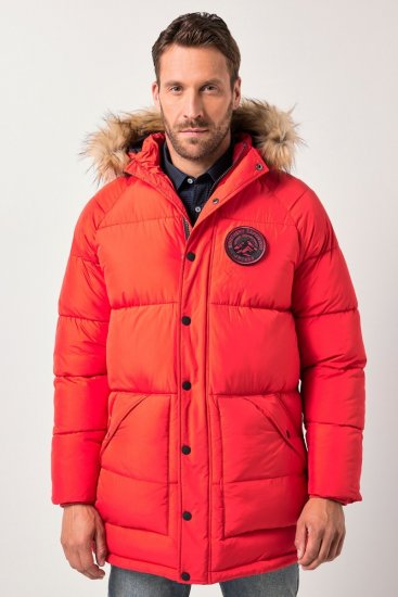 JP1880 Parka Quilted Faux Fur Hood Red - Kurtki Męskie Duże Rozmiary - Kurtki Duże rozmiary 2XL-8XL