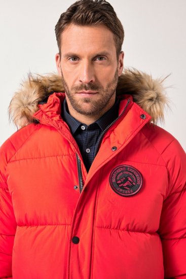 JP1880 Parka Quilted Faux Fur Hood Red - Kurtki Męskie Duże Rozmiary - Kurtki Duże rozmiary 2XL-8XL