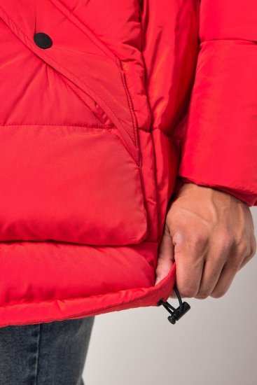 JP1880 Parka Quilted Faux Fur Hood Red - Kurtki Męskie Duże Rozmiary - Kurtki Duże rozmiary 2XL-8XL
