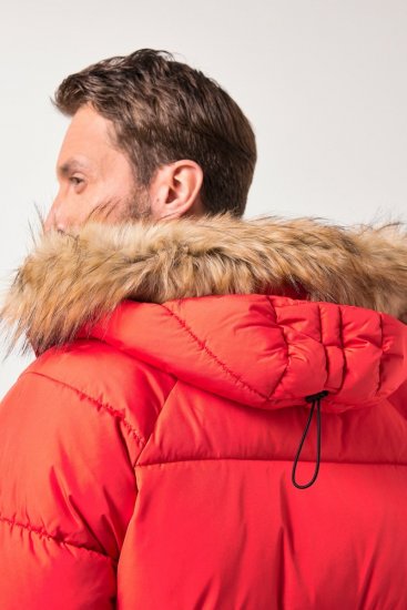 JP1880 Parka Quilted Faux Fur Hood Red - Kurtki Męskie Duże Rozmiary - Kurtki Duże rozmiary 2XL-8XL
