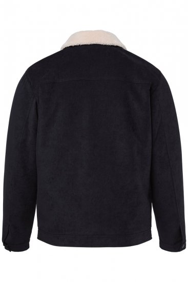 Men+ 545 Kurtka z kołnierzem teddy Czarna - Kurtki Męskie Duże Rozmiary - Kurtki Duże rozmiary 2XL-8XL