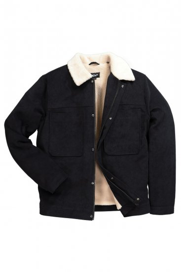Men+ 545 Kurtka z kołnierzem teddy Czarna - Kurtki Męskie Duże Rozmiary - Kurtki Duże rozmiary 2XL-8XL