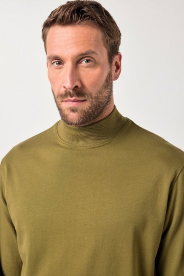 JP1880 Sweatshirt Stand-up Collar Smooth Fabric Dark Olive - Bluzy & bluzy z kapturem - Bluzy & Bluzy z kapturem 2XL-12XL