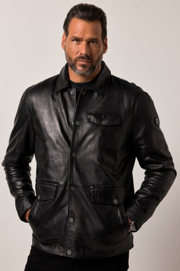 JP1880 Leather Jacket Finest Lamb Nappa Black - Kurtki Męskie Duże Rozmiary - Kurtki Duże rozmiary 2XL-8XL