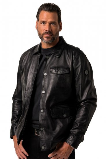 JP1880 Leather Jacket Finest Lamb Nappa Black - Kurtki Męskie Duże Rozmiary - Kurtki Duże rozmiary 2XL-8XL