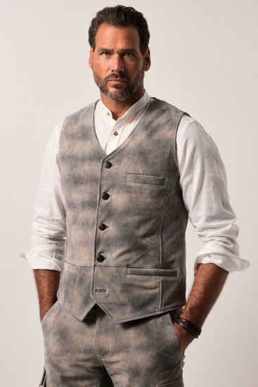 JP1880 Vest Traditional Cowhide Graphite Grey - Trachten & Oktoberfest - Stroje Oktoberfest w dużych rozmiarach (Trachten)