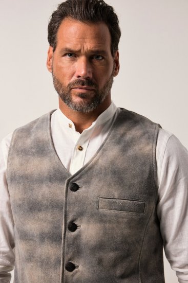 JP1880 Vest Traditional Cowhide Graphite Grey - Trachten & Oktoberfest - Stroje Oktoberfest w dużych rozmiarach (Trachten)