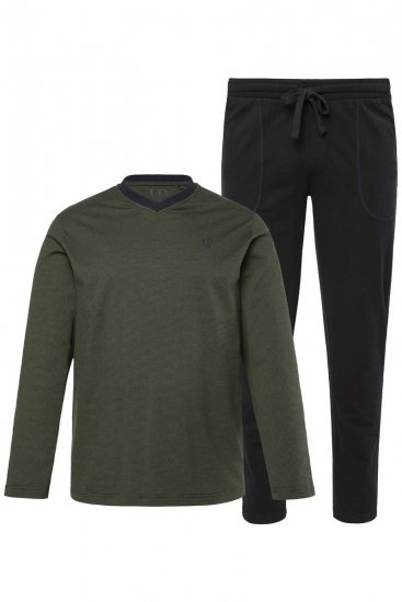 JP1880 Pyjamas Two-piece Striped Dark Green - Bielizna & stroje kąpielowe - Bielizna & Stroje kąpielowe 2XL-8XL