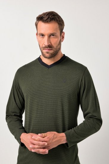 JP1880 Pyjamas Two-piece Striped Dark Green - Bielizna & stroje kąpielowe - Bielizna & Stroje kąpielowe 2XL-8XL