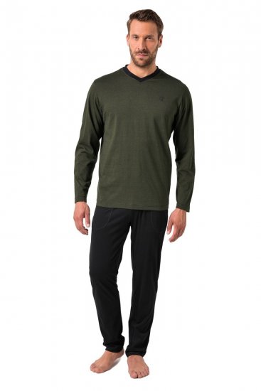 JP1880 Pyjamas Two-piece Striped Dark Green - Bielizna & stroje kąpielowe - Bielizna & Stroje kąpielowe 2XL-8XL
