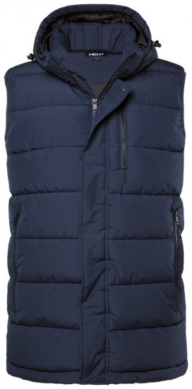 Men+ 433 Kamizelka pikowana z kapturem Granatowa - Kurtki Męskie Duże Rozmiary - Kurtki Duże rozmiary 2XL-8XL