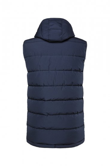 Men+ 433 Kamizelka pikowana z kapturem Granatowa - Kurtki Męskie Duże Rozmiary - Kurtki Duże rozmiary 2XL-8XL