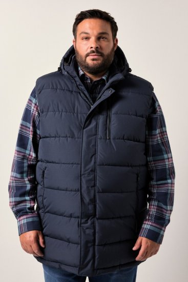 Men+ 433 Kamizelka pikowana z kapturem Granatowa - Kurtki Męskie Duże Rozmiary - Kurtki Duże rozmiary 2XL-8XL