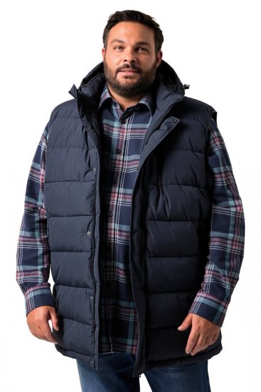 Men+ 433 Kamizelka pikowana z kapturem Granatowa - Kurtki Męskie Duże Rozmiary - Kurtki Duże rozmiary 2XL-8XL