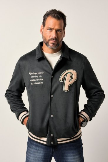 JP1880 Blouson Velour with Chest Embroidery Dark Green - Kurtki Męskie Duże Rozmiary - Kurtki Duże rozmiary 2XL-8XL