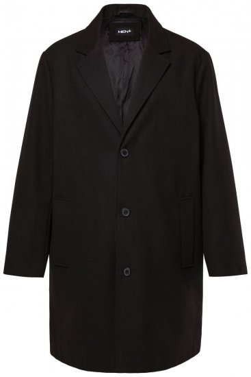 Men+ 482 Wodoodporny płaszcz o wyglądzie wełny Czarny - Kurtki Męskie Duże Rozmiary - Kurtki Duże rozmiary 2XL-8XL