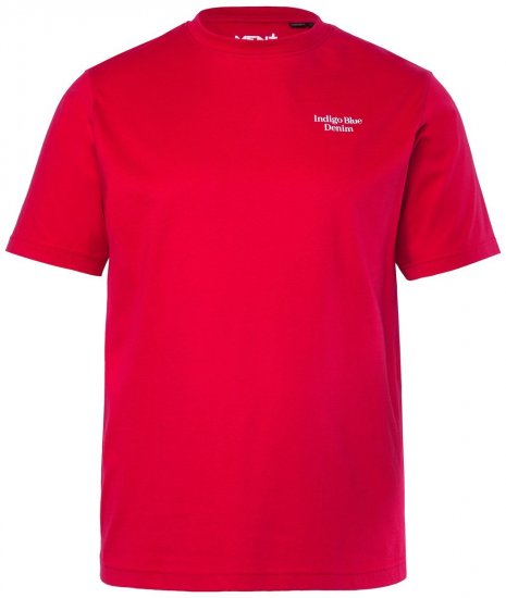 Men+ 500 Koszulka Indigo Blue Denim Ciemnoczerwona - Koszulki - T-shirty meskie Duże Rozmiary - 2XL-14XL