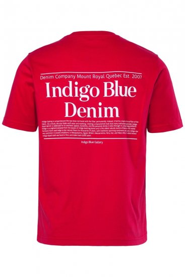 Men+ 500 Koszulka Indigo Blue Denim Ciemnoczerwona - Koszulki - T-shirty meskie Duże Rozmiary - 2XL-14XL
