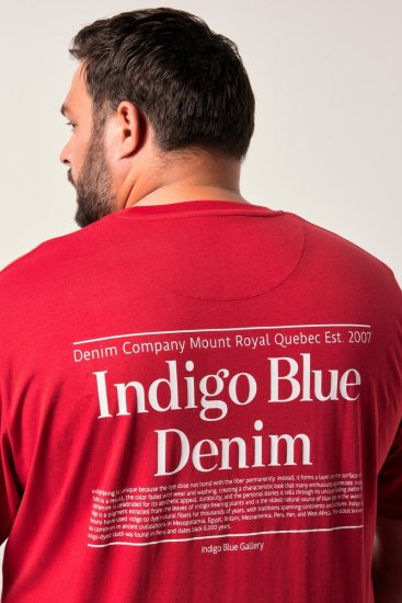 Men+ 500 Koszulka Indigo Blue Denim Ciemnoczerwona - Koszulki - T-shirty meskie Duże Rozmiary - 2XL-14XL