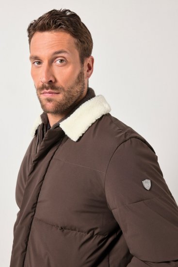 JP1880 842508 Kurtka z kołnierzem teddy Orzechowa - Kurtki Męskie Duże Rozmiary - Kurtki Duże rozmiary 2XL-8XL
