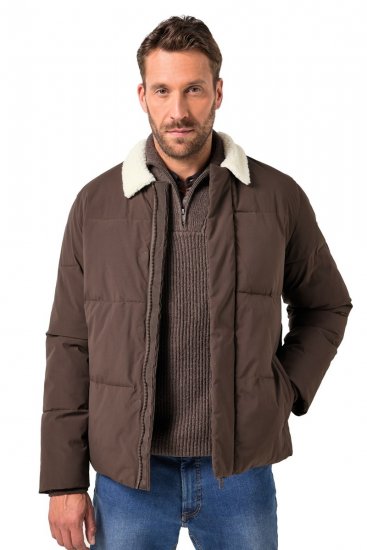 JP1880 842508 Kurtka z kołnierzem teddy Orzechowa - Kurtki Męskie Duże Rozmiary - Kurtki Duże rozmiary 2XL-8XL