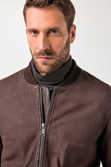 JP1880 Jacket Buffed Nubuck Lamb Leather Brown - Kurtki Męskie Duże Rozmiary - Kurtki Duże rozmiary 2XL-8XL