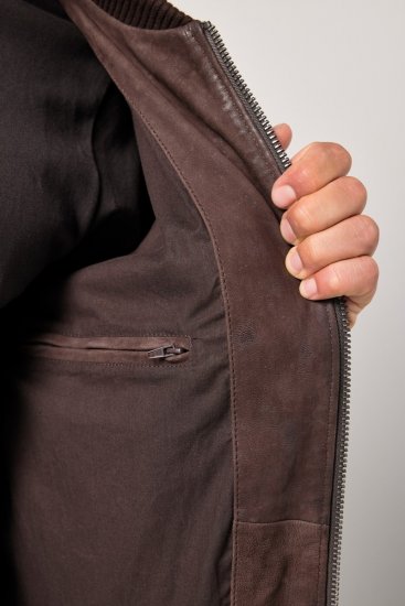 JP1880 Jacket Buffed Nubuck Lamb Leather Brown - Kurtki Męskie Duże Rozmiary - Kurtki Duże rozmiary 2XL-8XL