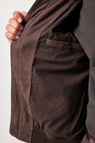 JP1880 Jacket Buffed Nubuck Lamb Leather Brown - Kurtki Męskie Duże Rozmiary - Kurtki Duże rozmiary 2XL-8XL