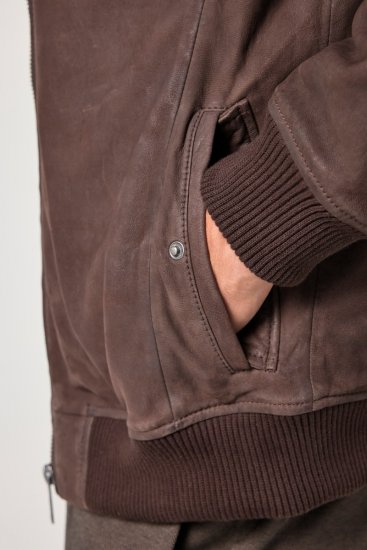 JP1880 Jacket Buffed Nubuck Lamb Leather Brown - Kurtki Męskie Duże Rozmiary - Kurtki Duże rozmiary 2XL-8XL