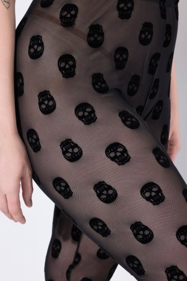 Ulla Popken 842886 Wzorzyste legginsy rajstopowe Czarna - Rajstopy & skarpetki - 