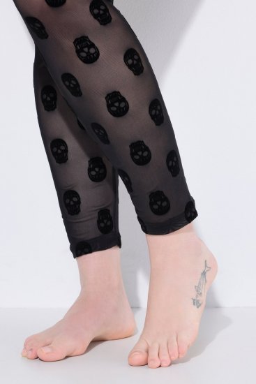 Ulla Popken 842886 Wzorzyste legginsy rajstopowe Czarna - Rajstopy & skarpetki - 