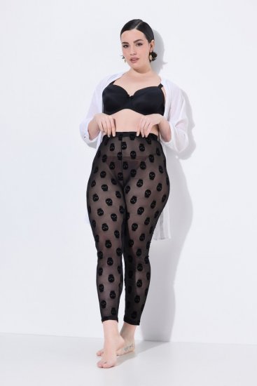 Ulla Popken 842886 Wzorzyste legginsy rajstopowe Czarna - Rajstopy & skarpetki - 