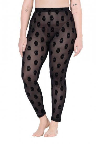 Ulla Popken 842886 Wzorzyste legginsy rajstopowe Czarna - Rajstopy & skarpetki - 